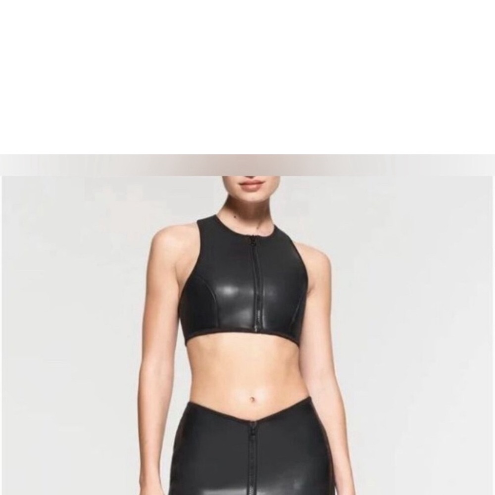 Skims Swim Scuba Rubberized Mini Skirt Onyx
